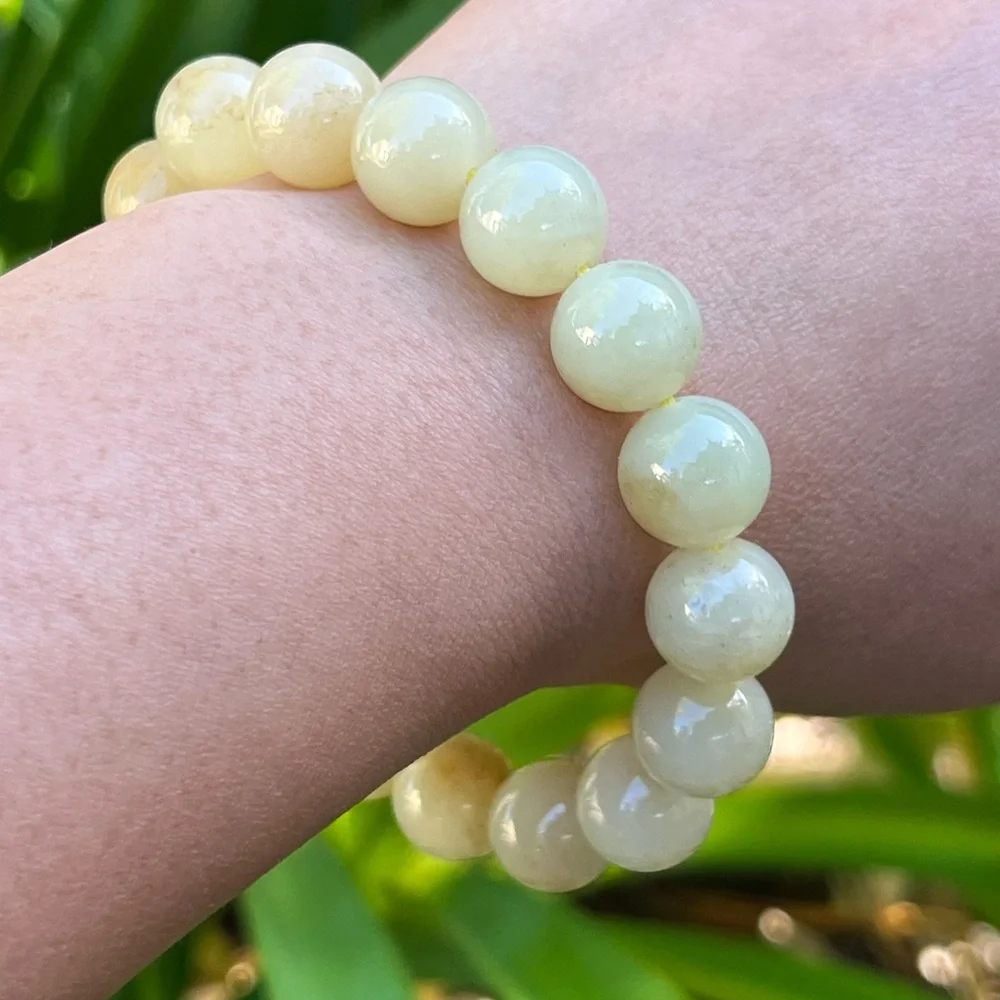 12mm stretchable yellow jade bracelet‎ 0327